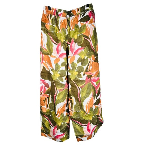 Tahari Size Medium Linen Tropical Pant Crop Travel Lightweight - Picture 2 of 6